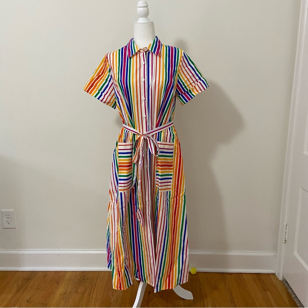 Christopher John Rogers x Target Rainbow Striped Button-down Dress Size 10